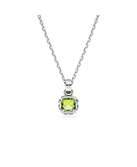 Swarovski Rhodium Plated Square Cut Color Birthstone Pendant Necklace