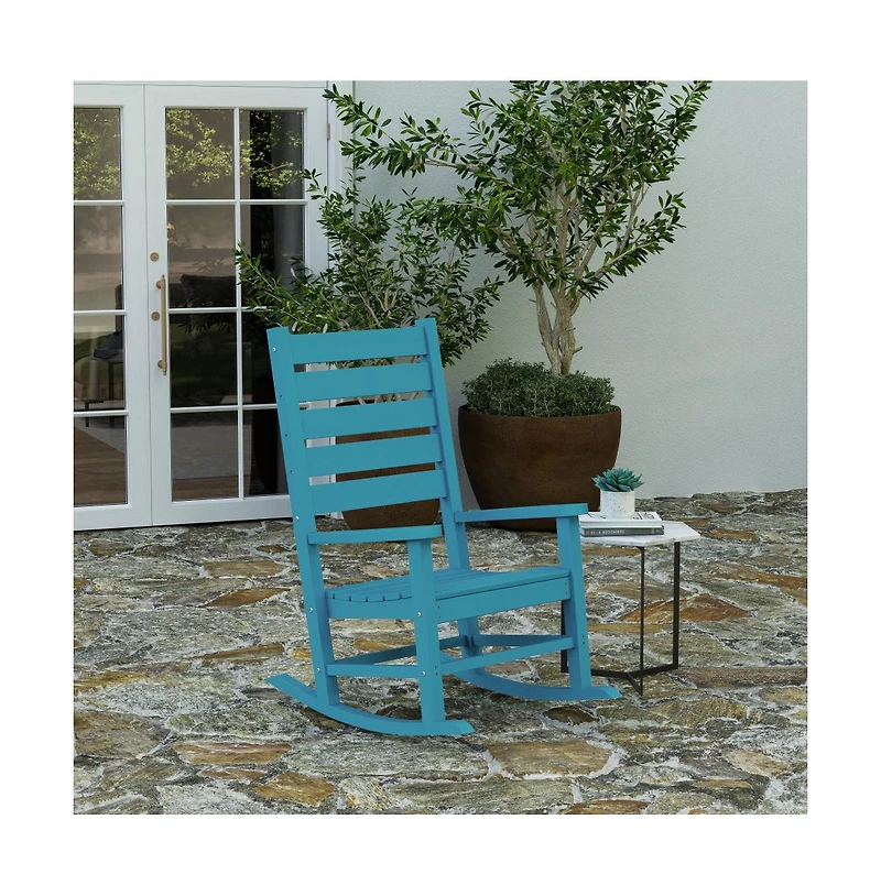 Fielder Contemporary Rocking Chair, All-Weather Hdpe Indoor/Outdoor Rocker