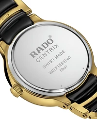 Rado Women's Swiss Centrix Diamond Accent Black Ceramic & Gold Pvd Bracelet Watch 31mm
