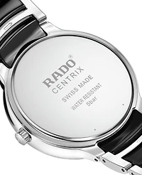 Rado Unisex Swiss Centrix Diamond (1/20 ct. t.w.) Black Ceramic & Stainless Steel Bracelet Watch 40mm