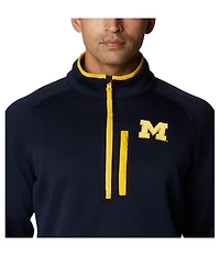 Men's Columbia Navy Michigan Wolverines Canyon Point Omni-Shield Raglan Half-Zip Pullover Top