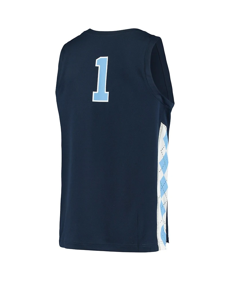 Men's and Women's Jordan #1 Navy North Carolina Tar Heels Replica Basketball Jersey