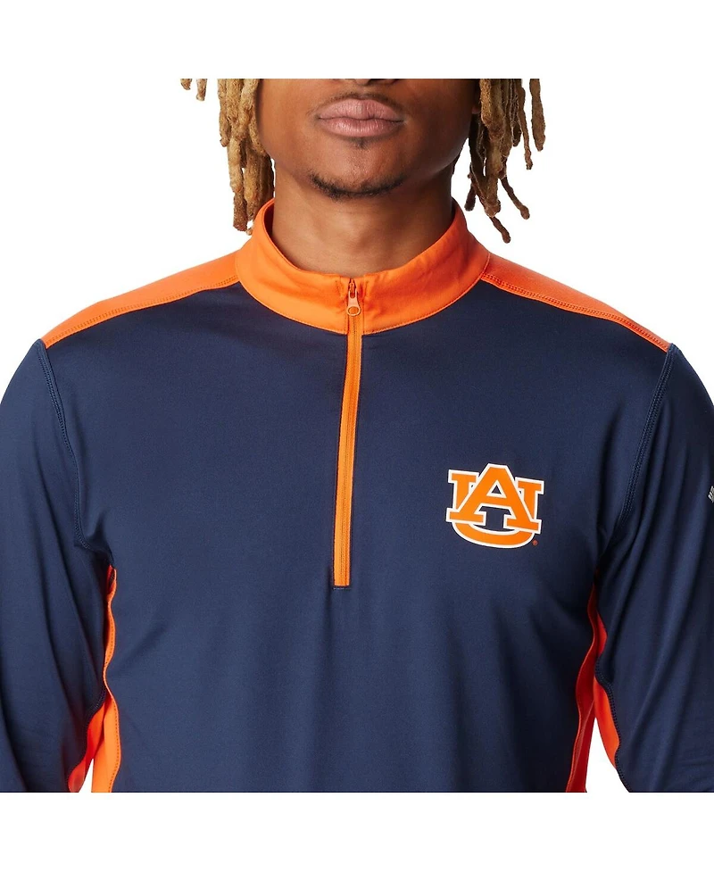 Men's Columbia Navy Auburn Tigers Tech Trail Omni-Shade Quarter-Zip Top