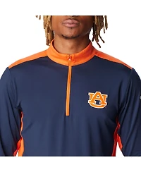 Men's Columbia Navy Auburn Tigers Tech Trail Omni-Shade Quarter-Zip Top