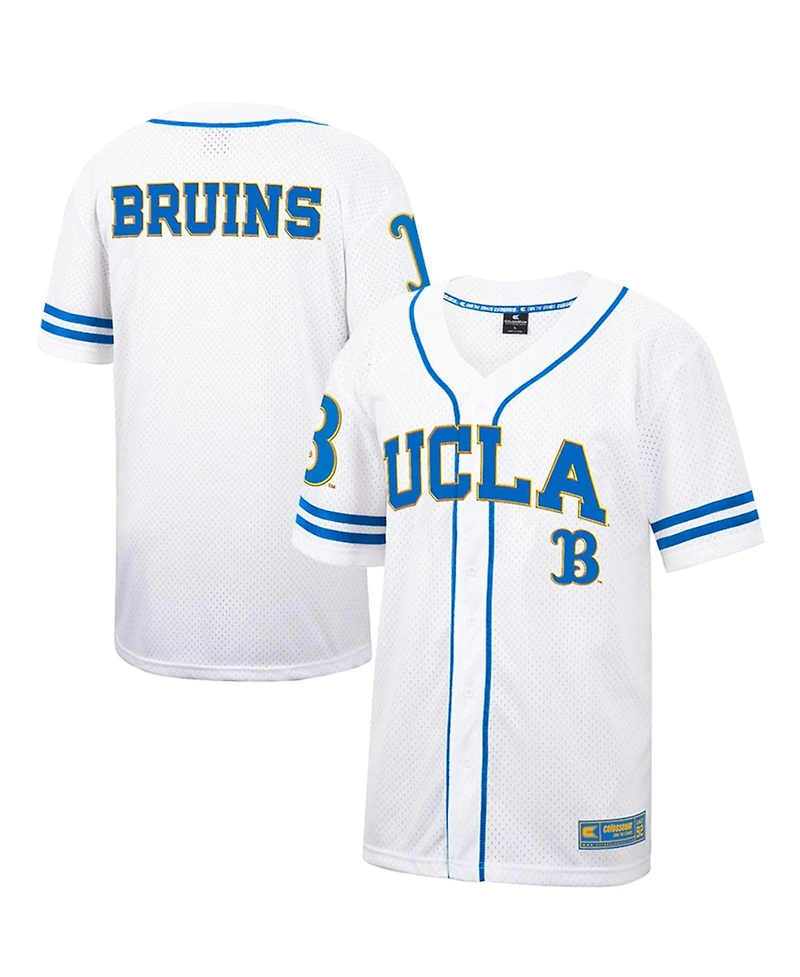 Men's Colosseum White Ucla Bruins Free Spirited Mesh Button-Up Baseball Jersey