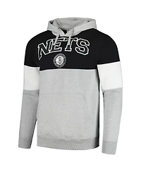 Men's Fanatics Black Brooklyn Nets Contrast Pieced Pullover Hoodie
