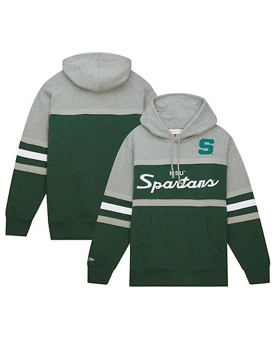 Men's Mitchell & Ness Green Michigan State Spartans Head Coach Pullover Hoodie