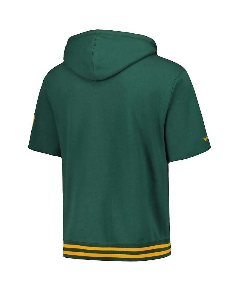 Men's Mitchell & Ness Green Green Bay Packers Pre-Game Short Sleeve Pullover Hoodie