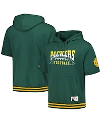 Men's Mitchell & Ness Green Green Bay Packers Pre-Game Short Sleeve Pullover Hoodie