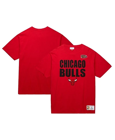 Men's Mitchell & Ness Red Distressed Chicago Bulls Hardwood Classics Legendary Slub T-shirt