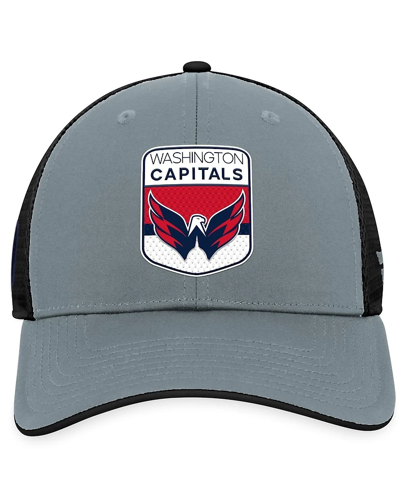 Men's Fanatics Gray, Black Washington Capitals Authentic Pro Home Ice Trucker Adjustable Hat