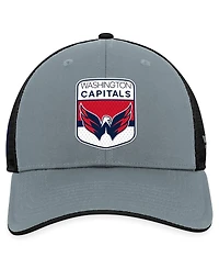 Men's Fanatics Gray, Black Washington Capitals Authentic Pro Home Ice Trucker Adjustable Hat