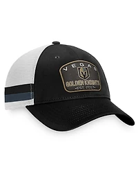 Men's Fanatics Black, White Vegas Golden Knights Fundamental Striped Trucker Adjustable Hat