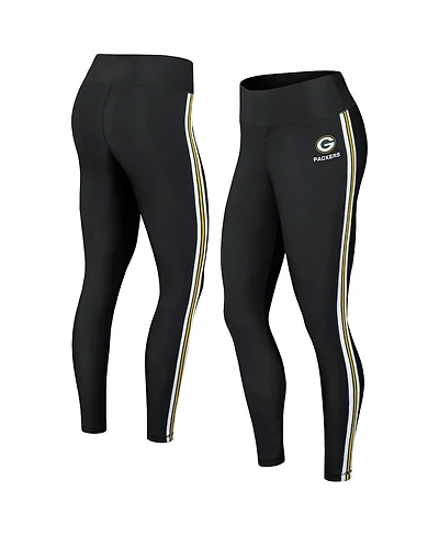 Women's Wear by Erin Andrews Black Green Bay Packers Color Block Leggings