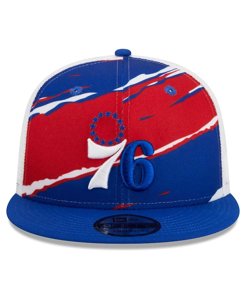 Men's New Era Royal, White Philadelphia 76ers Tear Trucker 9FIFTY Adjustable Hat