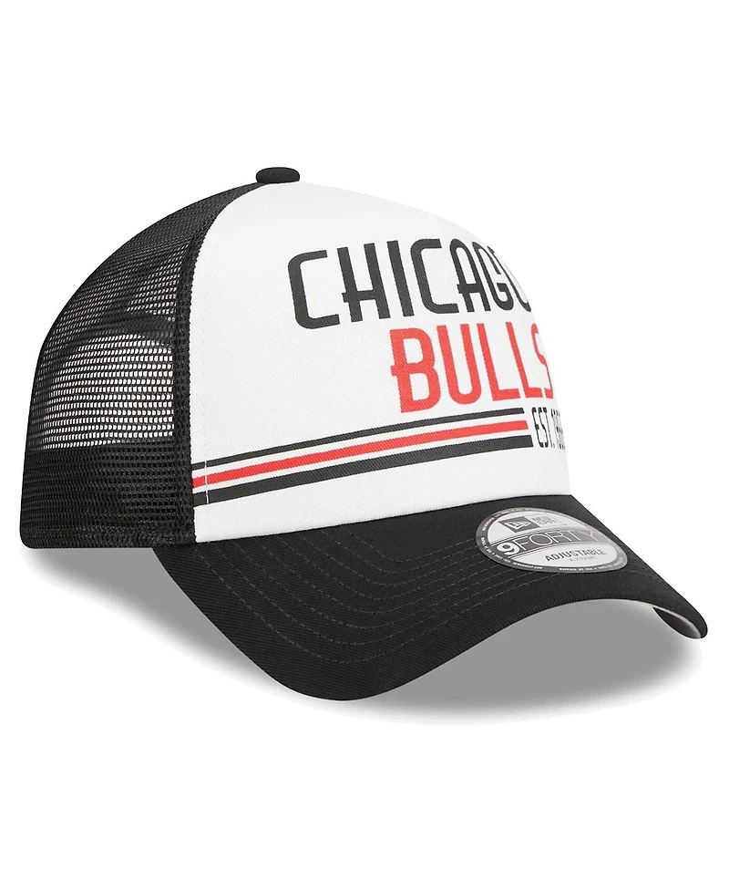Men's New Era White Chicago Bulls Lift Pass Foam Front Trucker 9FORTY Adjustable Hat