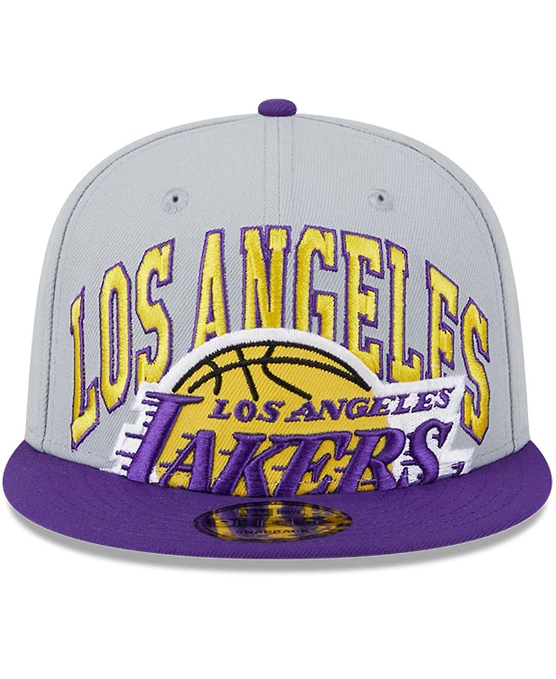 Men's New Era Gray, Purple Los Angeles Lakers Tip-Off Two-Tone 9FIFTY Snapback Hat
