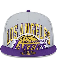 Men's New Era Gray, Purple Los Angeles Lakers Tip-Off Two-Tone 9FIFTY Snapback Hat