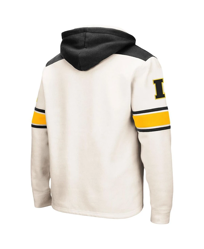 Men's Colosseum Cream Iowa Hawkeyes Big and Tall Hockey Lace-Up Pullover Hoodie