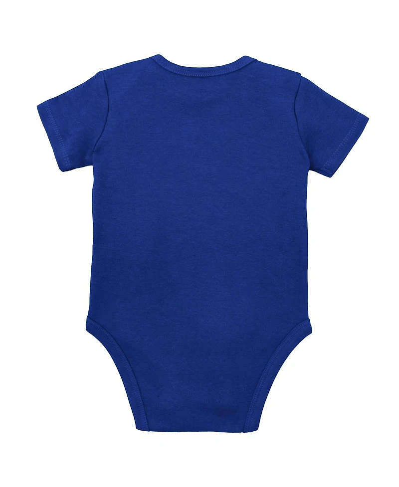 Baby Boys and Girls Mitchell & Ness Royal, Heather Gray Kentucky Wildcats 3-Pack Bodysuit, Bib Bootie Set