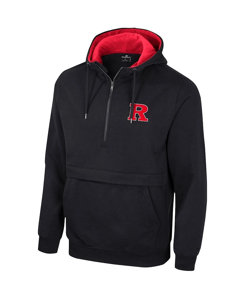 Men's Colosseum Black Rutgers Scarlet Knights Half-Zip Hoodie