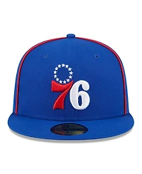Men's New Era Royal Philadelphia 76ers Piped and Flocked 59Fifty Fitted Hat