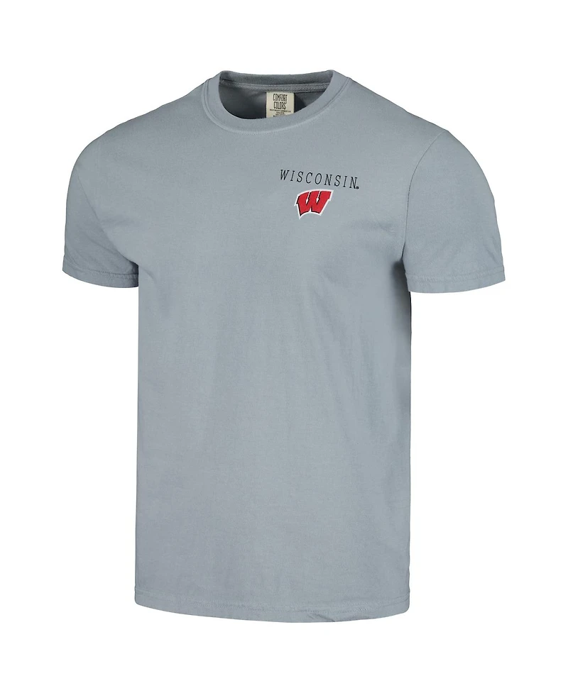 Men's Gray Wisconsin Badgers Campus Scene Comfort Colors T-shirt