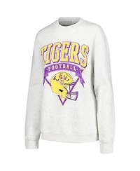 Women's Established & Co. Ash Lsu Tigers Logo Pullover Sweatshirt