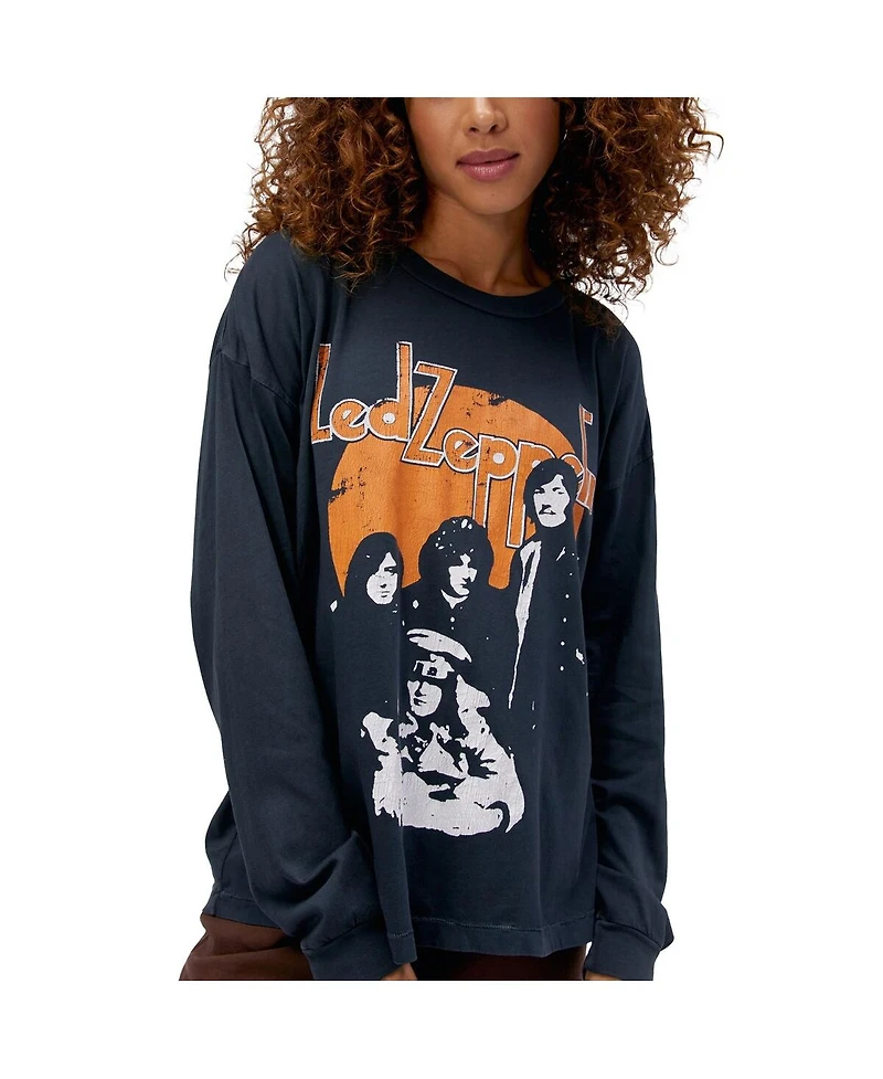 Women's Daydreamer Black Distressed Led Zeppelin Portrait Merch Long Sleeve T-shirt