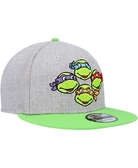 Men's New Era Heather Gray, Neon Green Teenage Mutant Ninja Turtles Trucker 9FIFTY Snapback Hat