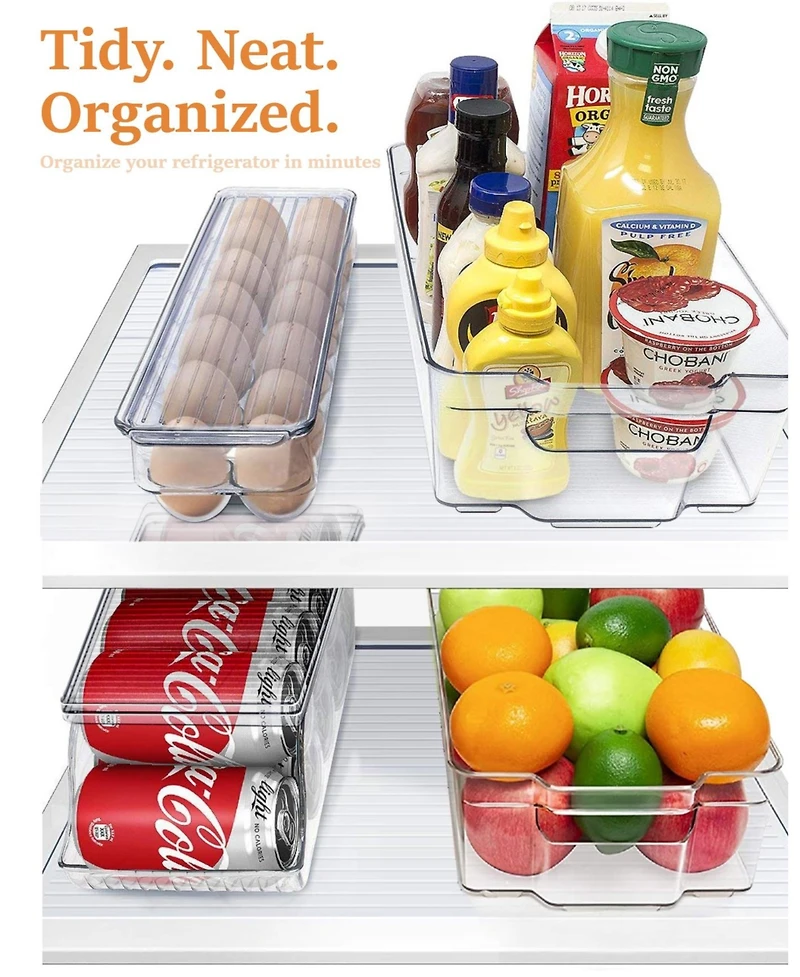 Sorbus 4 Piece Clear Acrylic Organizers - Great for kitchen, fridge, pantry, and more