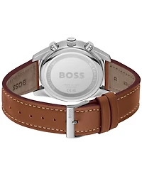 Hugo Boss Men's Skytraveller Quartz Fashion Chrono Leather Watch 44mm