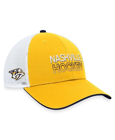 Men's Fanatics Gold Nashville Predators Authentic Pro Rink Trucker Adjustable Hat