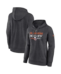 Women's Fanatics Heather Charcoal New York Islanders Authentic Pro Pullover Hoodie