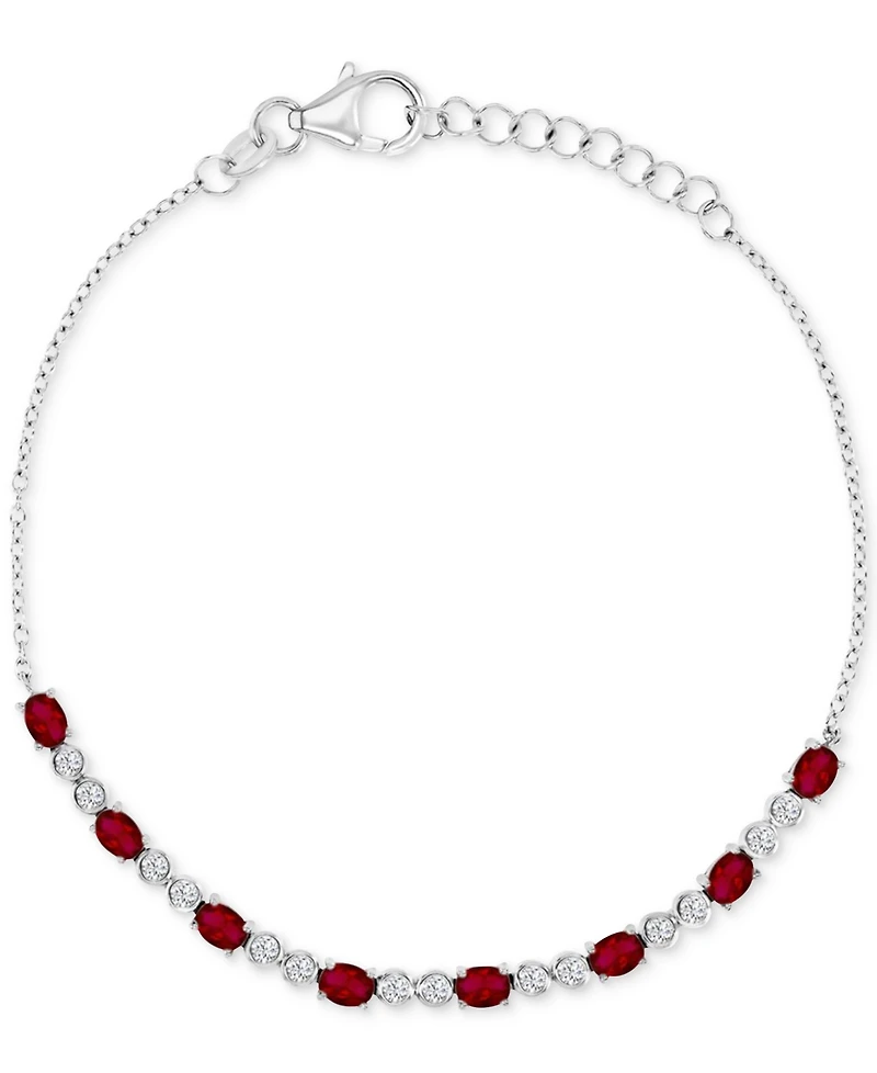 Black Spinel Link Bracelet (2-1/5 ct. t.w.) in Sterling Silver (Also in Lab-Grown Ruby/White Sapphire)