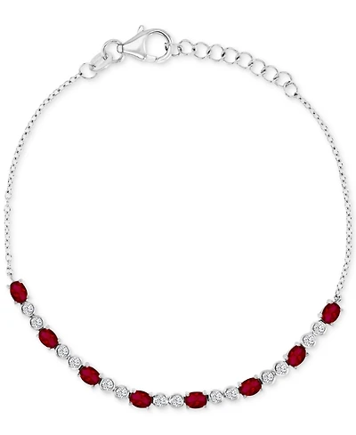 Black Spinel Link Bracelet (2-1/5 ct. t.w.) in Sterling Silver (Also in Lab-Grown Ruby/White Sapphire)