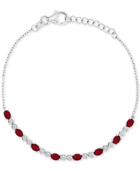 Black Spinel Link Bracelet (2-1/5 ct. t.w.) in Sterling Silver (Also in Lab-Grown Ruby/White Sapphire)