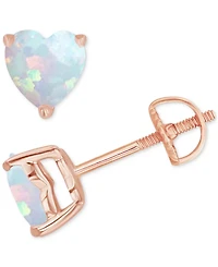 Lab-Grown Opal Heart-Shaped Solitaire Stud Earrings (5/8 ct. t.w.)