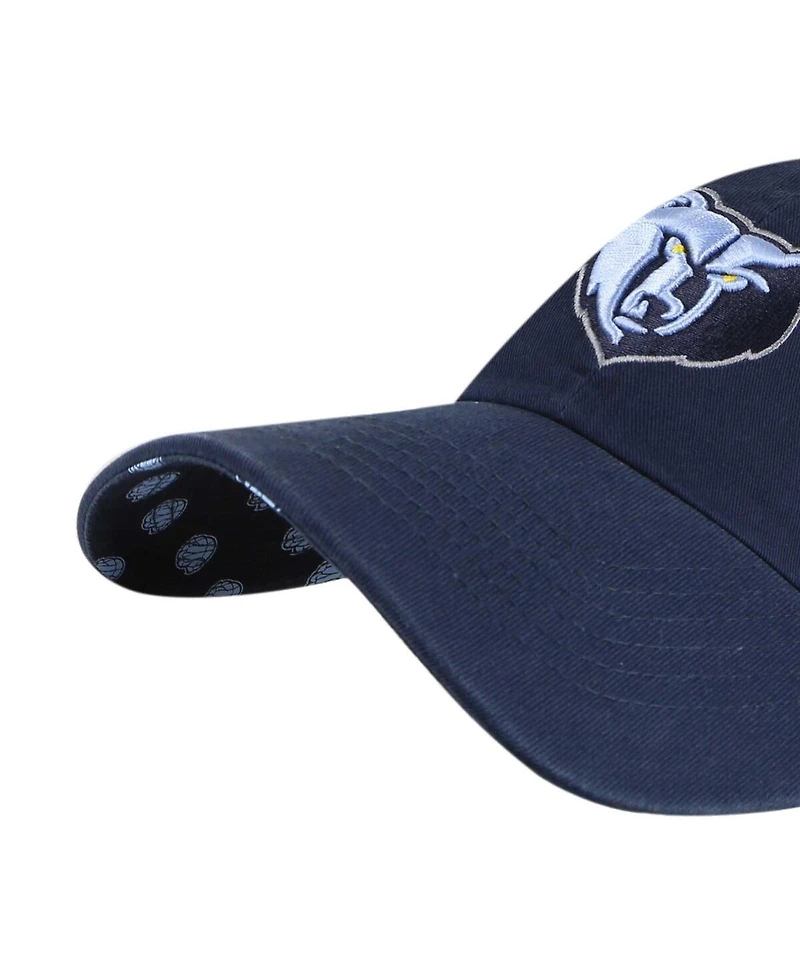 Women's '47 Brand Navy Memphis Grizzlies Confetti Undervisor Clean Up Adjustable Hat