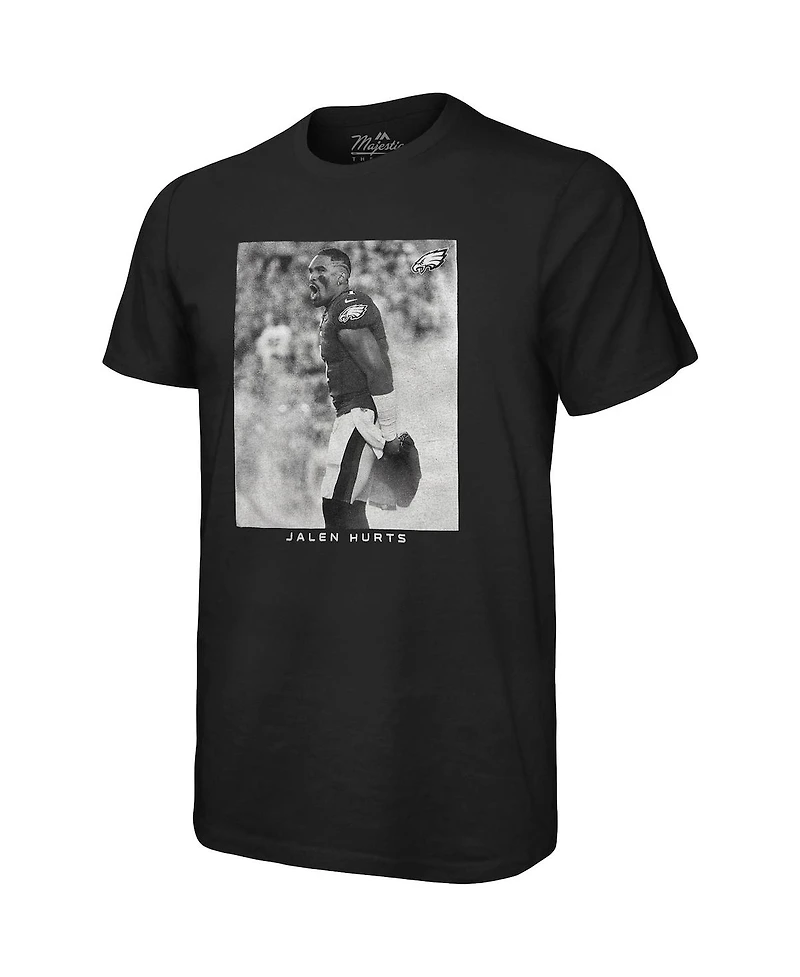 Men's Majestic Threads Jalen Hurts Black Philadelphia Eagles Oversized Player Image T-shirt