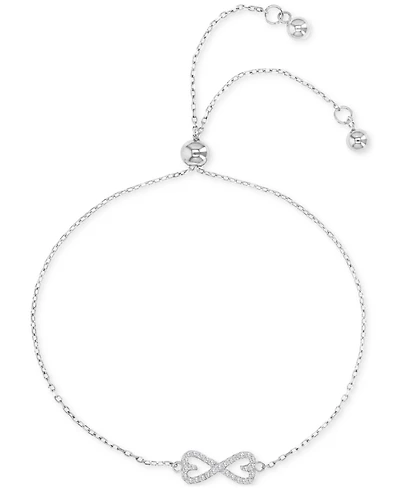 Cubic Zirconia Bow Tie Chain Link Adjustable Bolo Bracelet