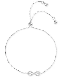 Cubic Zirconia Bow Tie Chain Link Adjustable Bolo Bracelet