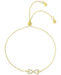 Cubic Zirconia Bow Tie Chain Link Adjustable Bolo Bracelet