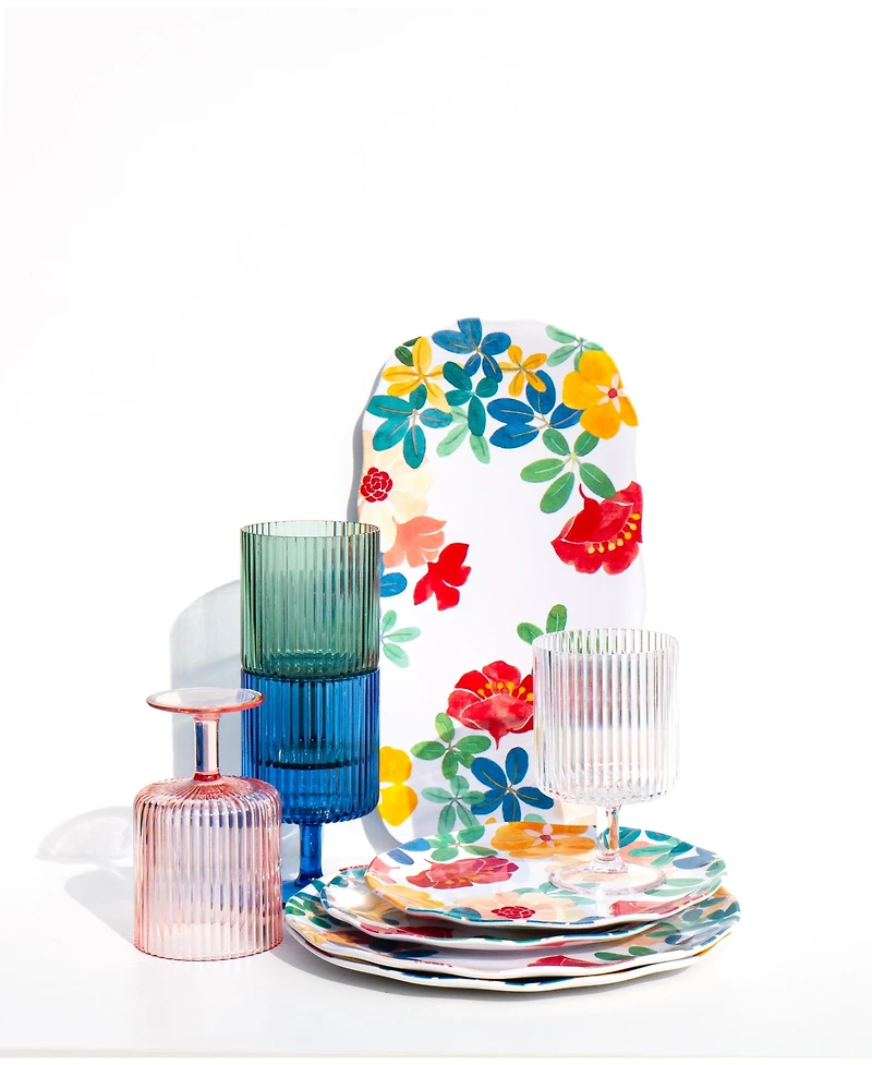 Abode Homewares Audrey Floral Long Platter, 14.3"