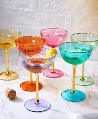 The Wine Savant Martini And Champagne Vintage Art Deco Coupe Glasses,, Set of 6