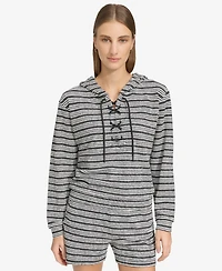 Andrew Marc Sport Women's Heritage Striped Lace-Up Hoodie