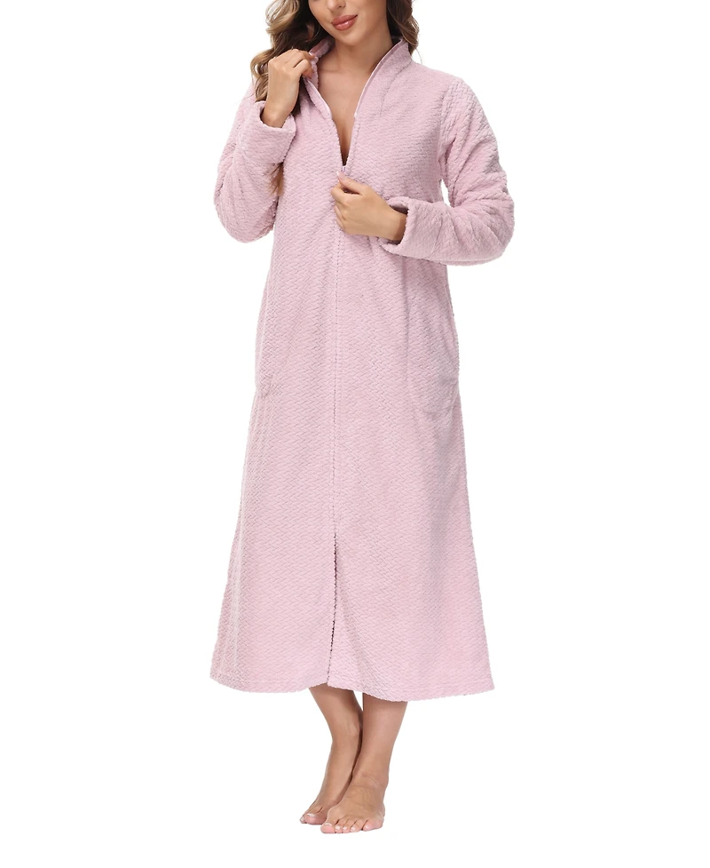 Ink+Ivy Women's Front Zipper Plush Robe