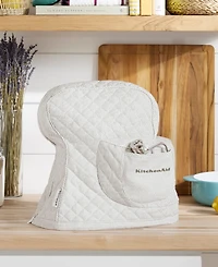KitchenAid Fitted Tilt-Head Ticking Stripe Stand Mixer Cover with Storage Pocket Quilted, 14.37" x 18" 10"