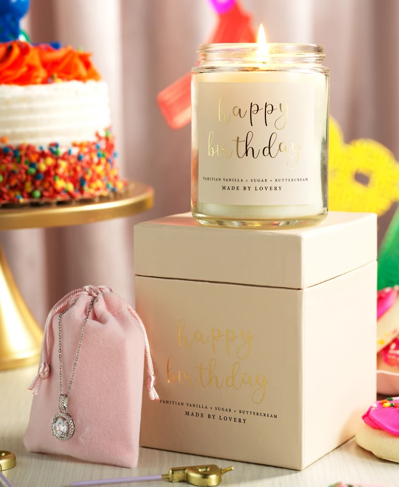 Lovery 3-Pc. Happy Birthday Soy Candle & Halo Necklace Gift Set