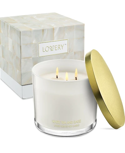 Lovery White Tea & Sage 3-Wick Soy Candle, 13 oz.
